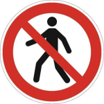 Prohibition sign Foil self-adhesive 205 mm red/black, pedestrians prohibited ASR A1.3/DIN EN ISO 7010