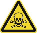 Waarschuwingsbord folie zelfklevend 200x200 mm, zonder giftige stoffen zwart/geel ASR A1.3/DIN EN ISO 7010