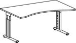 Schreibtisch ergonomisch HxBxT 680-820x1800x1000/800 mm lichtgrau mit C-Fuß