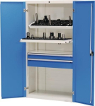 CNC-Flügeltürenschrank HxBxT 1838x980x500 mm grau/blau, 2 Werkzeugträger