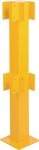 Eckpfosten 90° für Sicherheitsgeländer HxBxT 1000x100x100 mm, verkehrsgelb für 2 Balken, pulverbeschichtet