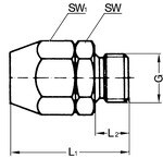 Inschroefbare fitting AG 3/8", voor PVC-slang SD10 Aluminium