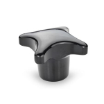 Cross handle with steel bushing DIN 6335-KU-63-M12-K PF black