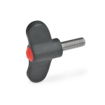 Flügelschraube, Kappe rot GN 633.1-48-M8-30-DRT Edelstahl, Elesa