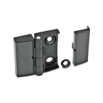 Hinge with cover GN 238-42-42-BJ-SW RAL 9005, adjustable on both sides.