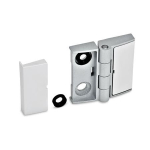Scharnier mit Abdeckung GN 238-50-50-EJ-SR RAL 9006, einseitig justierbar