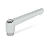 Klemhendel met roestvrijstalen inzetstuk GN 300.1-108-M12-SR IG, RAL 9006 zilver