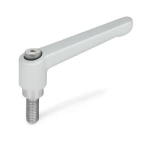 Klemhendel met roestvrijstalen inzetstuk GN 300.1-108-M16-80-SR AG, RAL 9006 zilver
