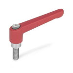 Klemhendel met roestvrijstalen inzetstuk GN 300.1-30-M3-6-RS AG, RAL 3000 rood