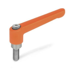 Klemhendel met roestvrijstalen inzetstuk GN 300.1-63-M8-20-OS AG, RAL 2004 oranje