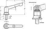Clamping lever clamping force reinforced GN 300.4-78-M8-36-RS AG, RAL 3000 red