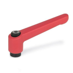 Adjustable clamping lever GN 300-78-B8-RS Hole, RAL 3000 red