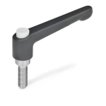 Klemmhebel GN 303.1-30-M3-16-SW-G Edelstahl, Griff schwarz, Knopf grau