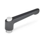 Klemmhebel GN 303.1-30-M3-SW-G Edelstahl, Griff schwarz, Knopf grau