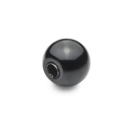Ball knob for opening DIN 319-KU-32-B10-L PF black, clamping sleeve