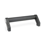 Tubular handle, inclined, front mounting GN 333-28-600-B-SW Plastic-coated, black RAL 9005
