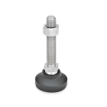 Articulated foot with rubber pad GN 343.8-25-M8-40-G Stainless steel, black PA base, AG