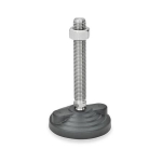 Hinged foot with nut, with rubber pad GN 345.5-100-M24-198-BG Elesa, stainless steel