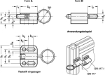 Detent bolt without lock GN with pull ring and flange