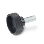 Knurled hollow screw GN 421-M4-10 PA black, threaded pin steel