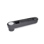 Hand crank with reversible handle GN 472.3-80-V10-SW Square, black, recessed grip