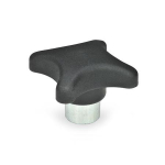 Kruezgriff mit buchse Stahl GN 6335.2-32-B6-C PF schwarz, Buchse vorstehend