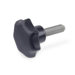 Star knob screw with plastic pin GN 6336.10-25-M5-10-KU