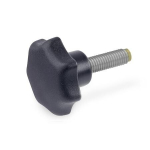Star knob screw with brass pin GN 6336.10-25-M5-10-MS