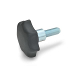 Ster knopschroef GN 6336.4-TE-63-M12-60 PA zwart, uitstekende bus