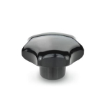 Star grip with threaded blind hole DIN 6336-KU-32-M6-K-MS PF black, brass socket