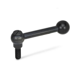 Straight adjustable ball handle GN 6337.3-20-M8-20-M Male thread, black steel. 5.8