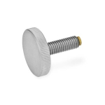 Knurled screw with brass pin, flat GN 653.10-M5-12-NI-MS stainless steel