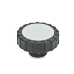 Rändlegriff GN 7336-53-M10X1-NI mit Edelstahl Gewindeeinsatz