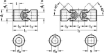 Universal joint with plain bearing DIN 808-16-K8-40-EG-NI Stainless steel, single hole, groove