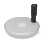 Disc handwheel with handle GN 923-140-B16-R-SR silver textured coating