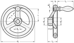 Handwheel with fixed handle DIN 950-GG-160-V12-F Cast iron, square