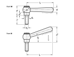 Tapered handle, straight, adjustable GN 99.2-10-M8-20-M External thread