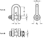 Schäkel, gerade GN 584-10-B Bolzen mit Mutter und Splint