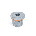 Schroefplug, staal DIN 908-ST-G1-AC met koperen afdichtring