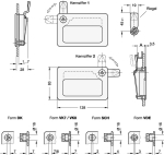 Greepschaal met vierkant slot GN 115.10-VK7-16-1-SR zilver, klink linksboven