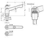 Clamping lever, adjustable GN stainless steel