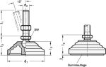 Gelenkfuß mit Mutter, mit Gummiauflage GN 344-100-M8-43-BG Elesa