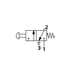 3/2-way miniature valve, mushroom button M 5 side connection, NC, 0.5-10 bar monostable, aluminium