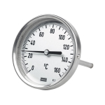 Bimetal thermometer, industry D 100 shaft AN rear, max 25bar, Kl 1.0, CrNi steel
