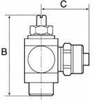 Terugslagklep V, sleufkop AG 1/4", SD8/6 mm, BL 42 mm, max 10 bar Snelkoppeling, messing vernikkeld