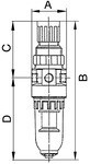 Filterregelaar Standaard-mini serie IG 435 l/min, 0,5-10 bar Metalen reservoir, manometer, moer