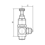 Micro pressure regulator AG 1/8", IG 1/8", BL 56 mm, max 10 bar Brass, quick-release fitting