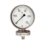 Plattenfeder-Manometer, Chemieausführung AG 1/2", D100, bar CrNi-Stahl, Anschluss unten