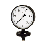 Plattenfeder-Manometer, Robustausführung AG 1/2", D100, bar Grauguss/CrNi-Stahl, schwarz, Ans. unten