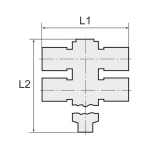 Indrukbare T-fitting AG 4x draaibaar Blauwe serie, KU- messing vernikkeld